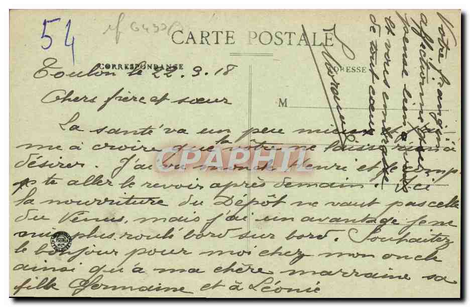 CPA Marseille Route de la corniche — Verso