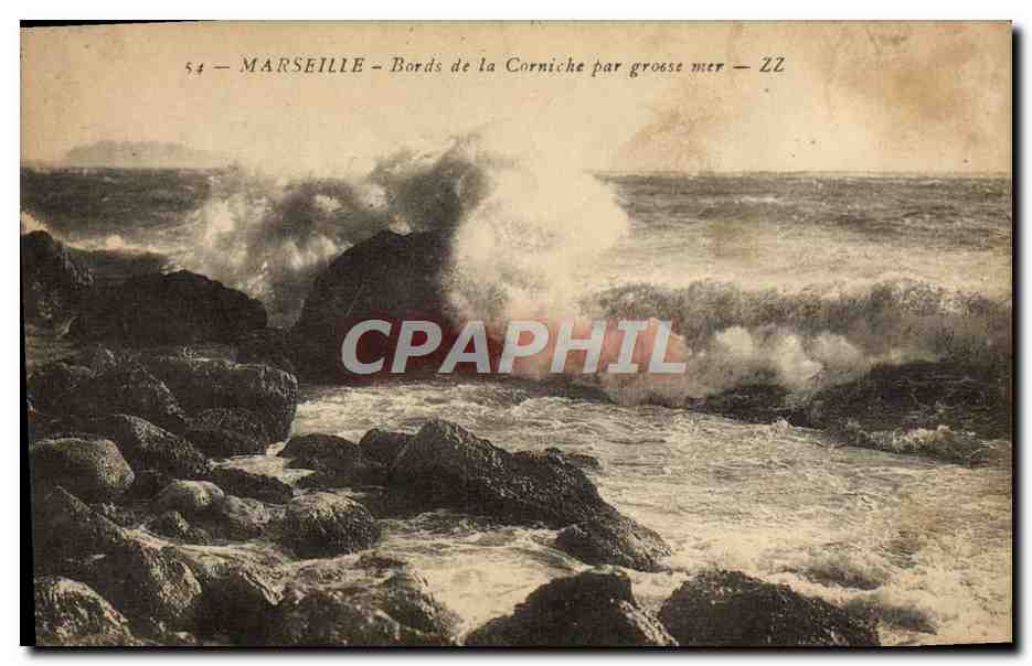 CPA Marseille Bords de la corniche par grosse mer