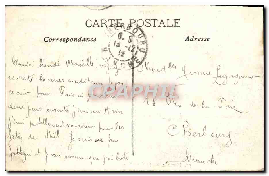 CPA Marseille La cannebiere Tramway — Verso