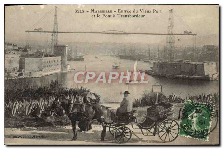 Marseille — Entrée du Vieux Port et le Pont à Transbordeur — P. Rüay, édit., Marseille