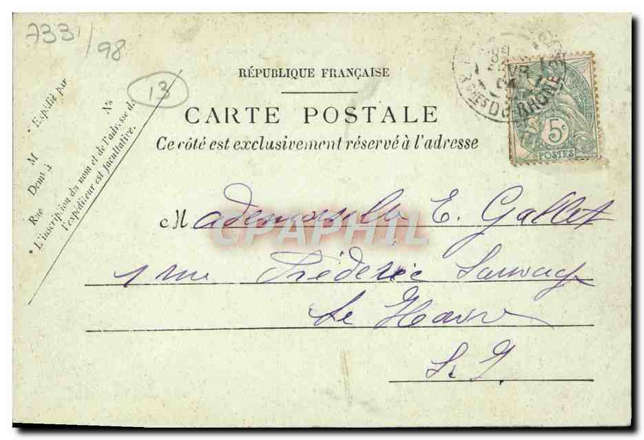 CPA Marseille Le quai du port et la rue de la Republique — Verso