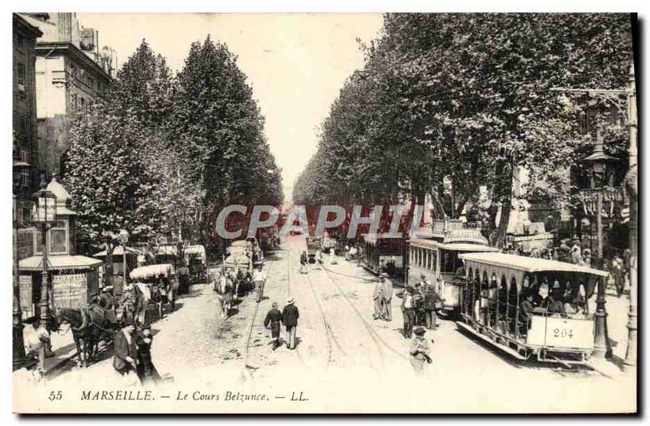 CPA Marseille Le Cours Belzunce Tramway