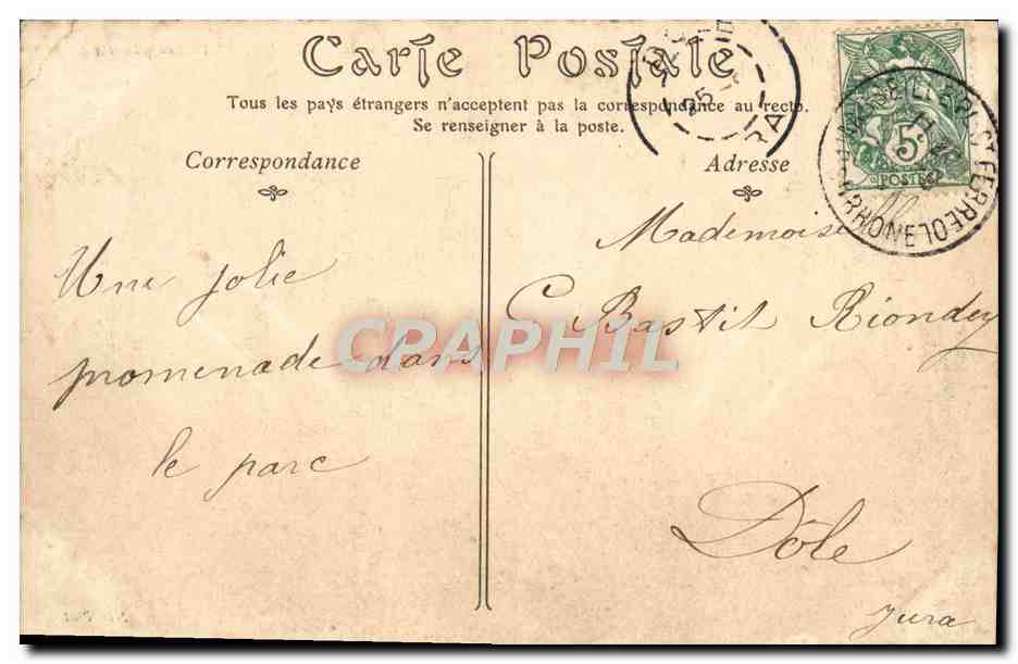 CPA Marseille Le parc du chateau Borely — Rückseite