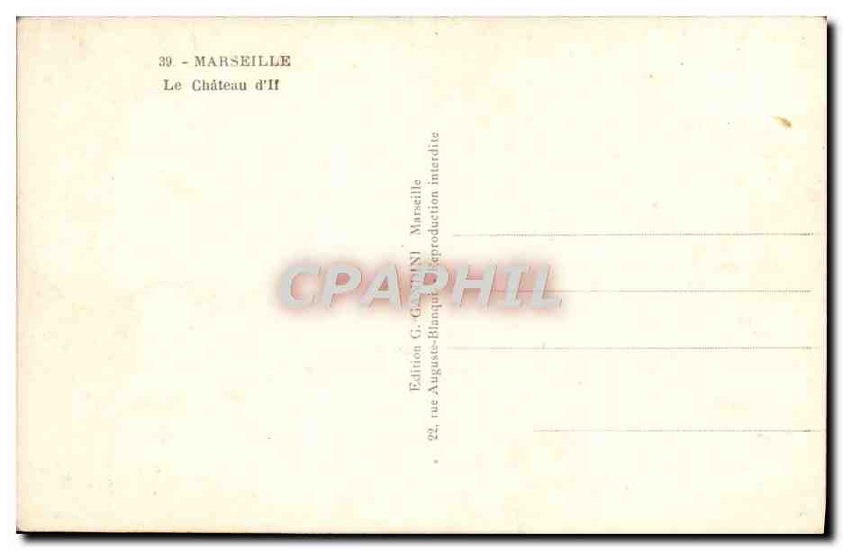CPA Marseille Le chateau d'if — Rückseite