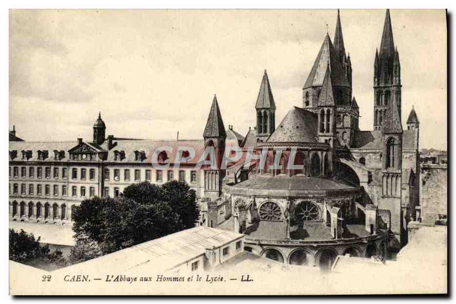 CPA Caen L'Abside de L'Abbaye aux Hommes et le Lyces