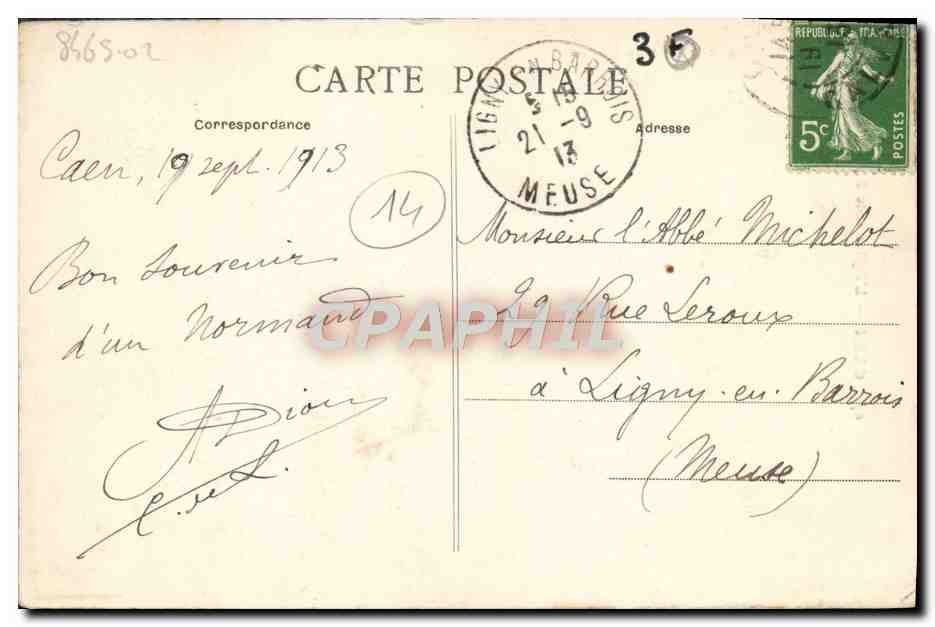 CPA Caen L'Eglise et le square Saint Pierre  — Verso