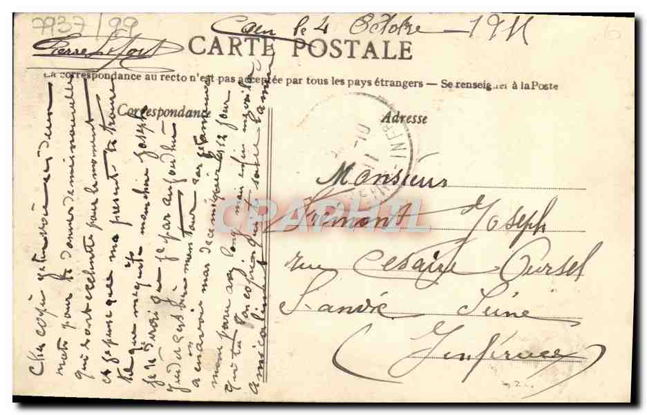 CPA Caen Le clocher de l'Eglise Saint Pierre  — Rückseite
