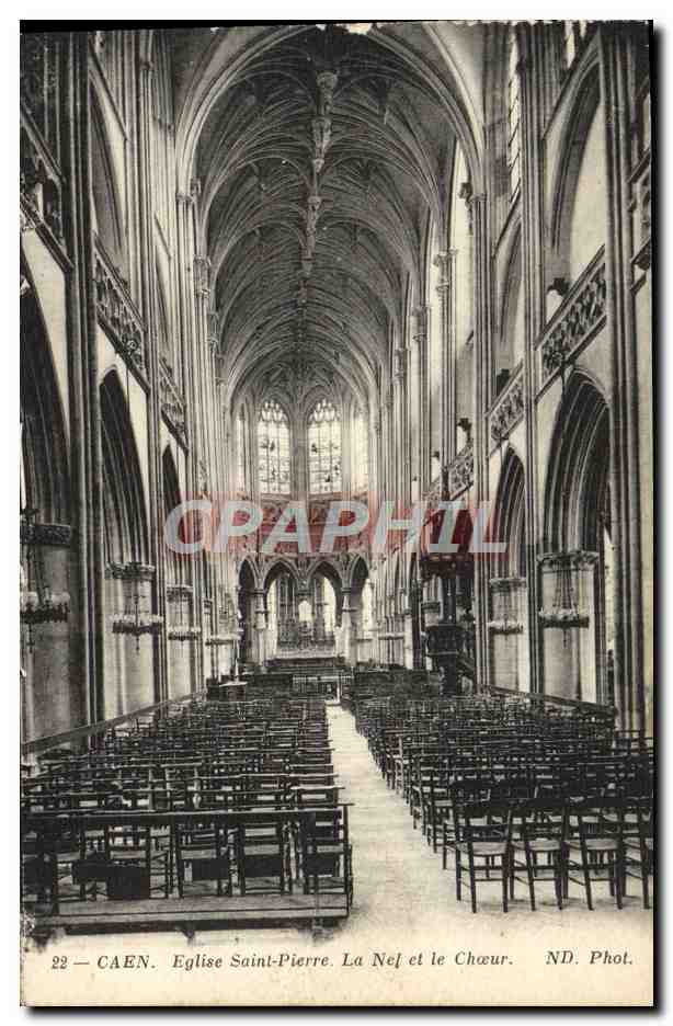 Caen — Église Saint-Pierre. La Nef et le Chœur — ND. Phot.
