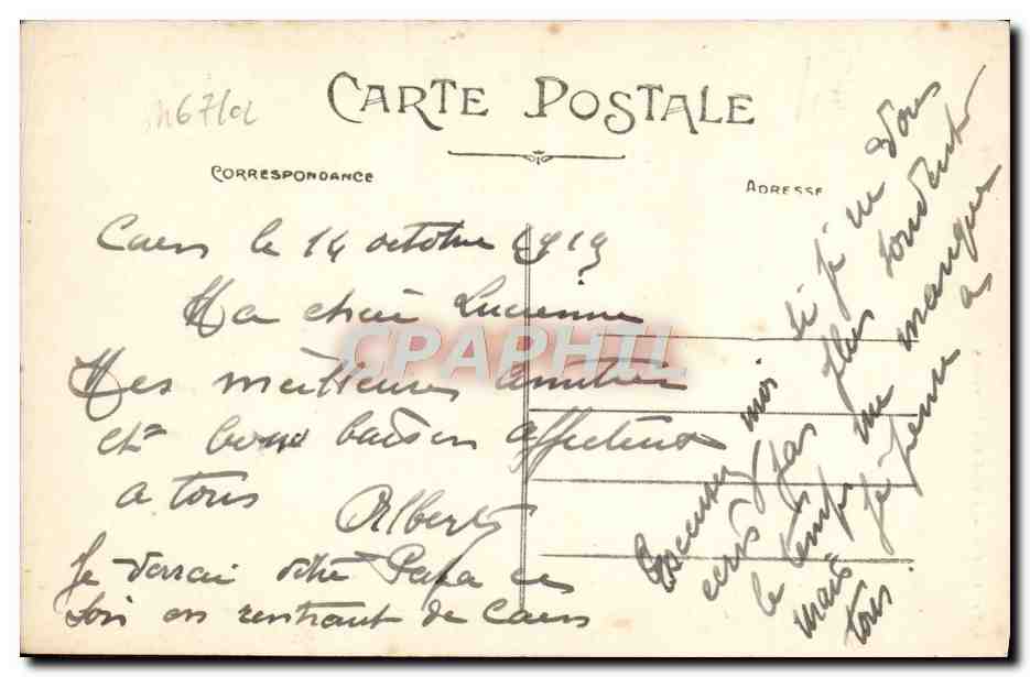 CPA Caen Hotel des Monnaies — Rückseite