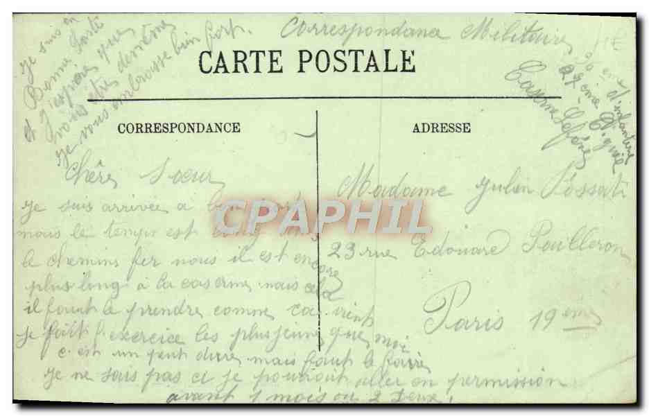 CPA Caen La Place Alexandre III Caserne Hamelin et monument des Mobiles Militaria — Verso