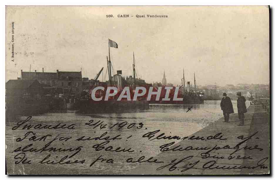 CPA Caen Quai Vandeuvre Bateaux