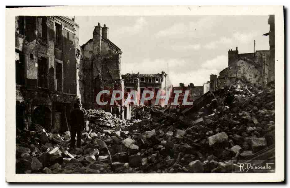 CPA Caen Juin Juillet 1944 Rue des Jacobins Militaria