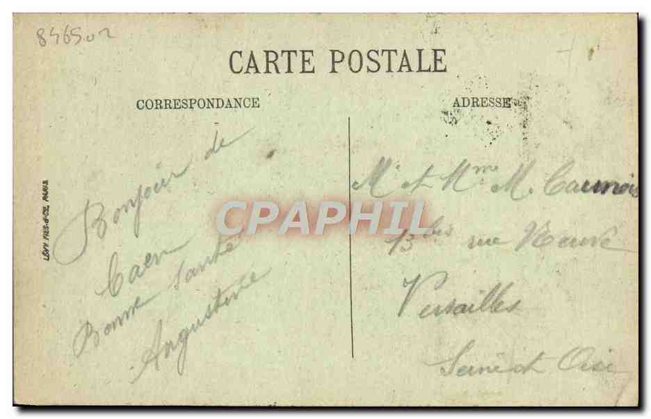CPA Caen Rue aux Namps et Clocher Saint Sauveur — Verso