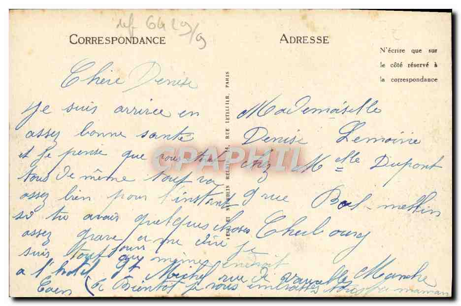 CPA Caen La Tour des Gens d'Armes — Verso