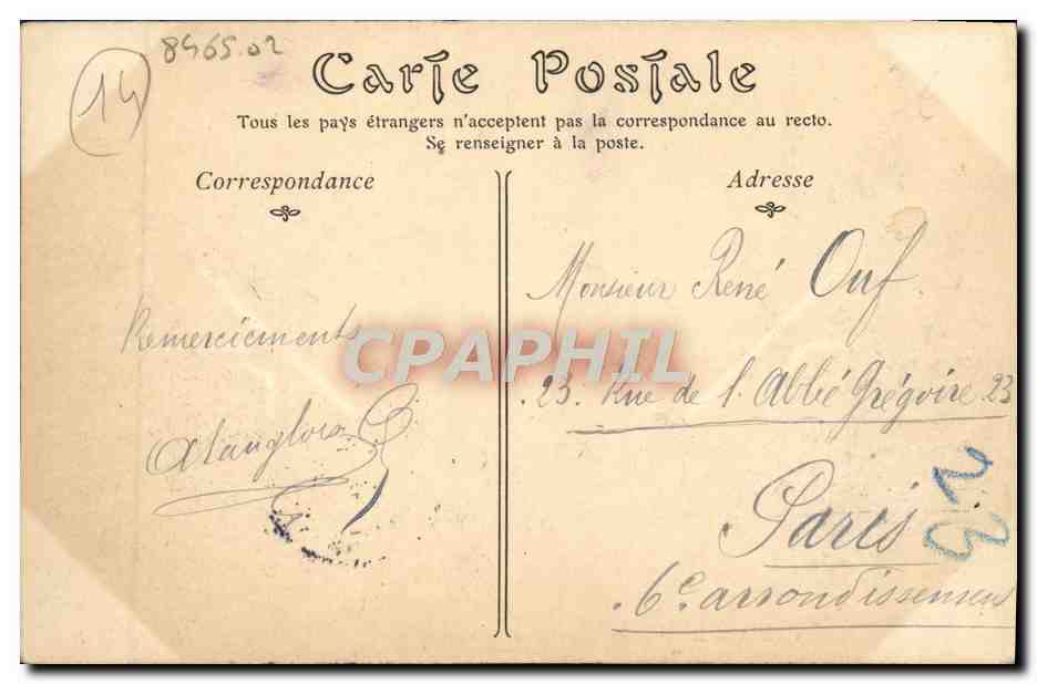 CPA Caen La Tour des Gens d'Armes — Verso