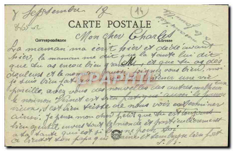 CPA Caen La Tour le Roi et le Clocher de Saint Pierre — Verso
