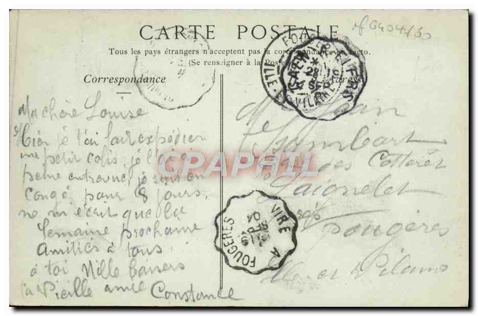 CPA Caen Palais de L'Universite — Verso