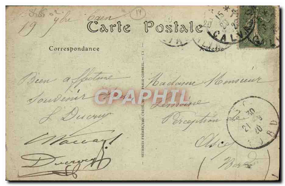 CPA Caen Maison de la Rue Saint Pierre Levrard — Verso