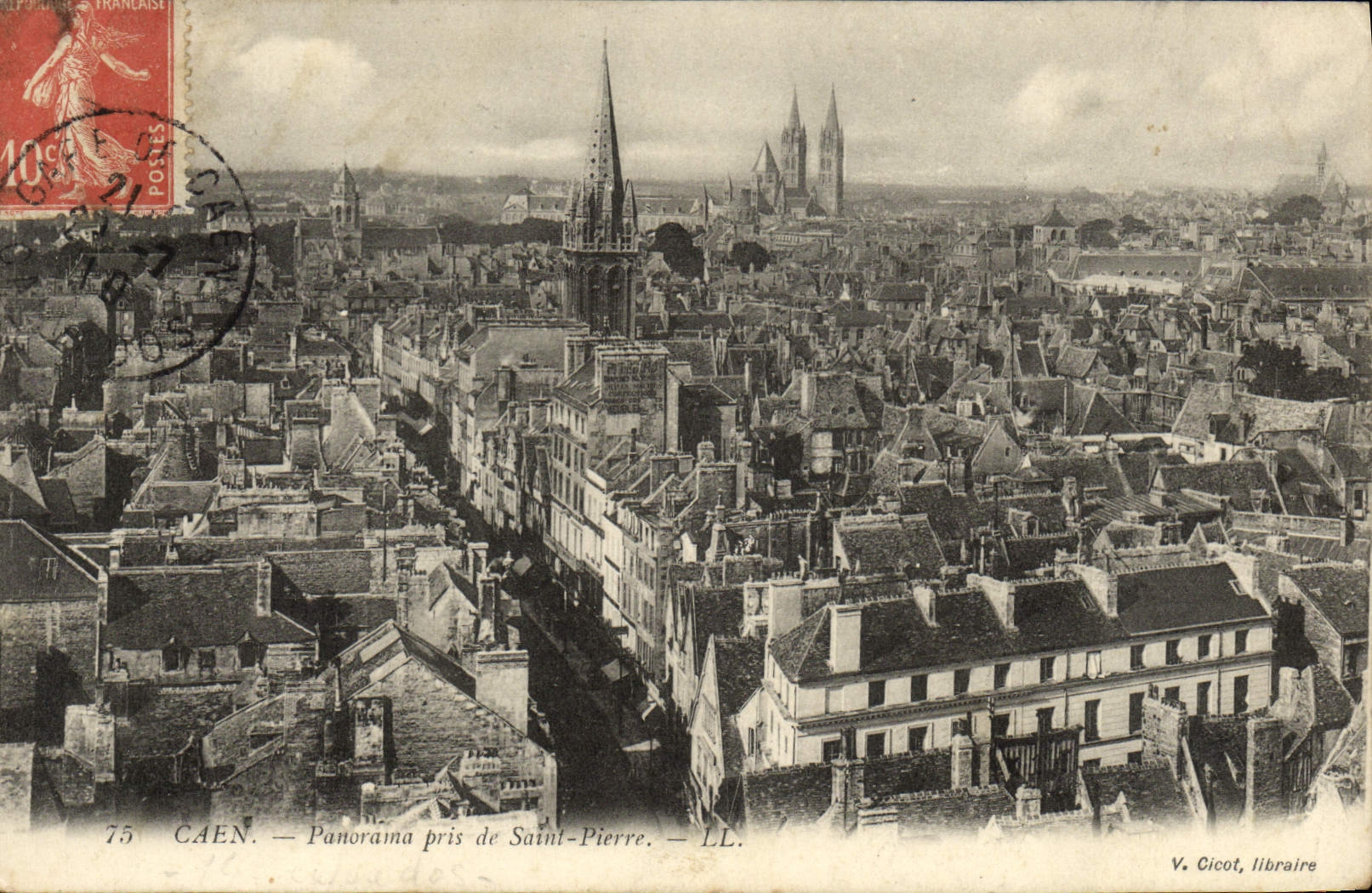 CAEN — Panorama pris de Saint-Pierre — V. Cicot, libraire