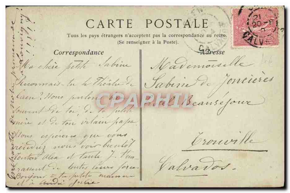 CPA Caen Le Boulevard Du Theatre — Verso