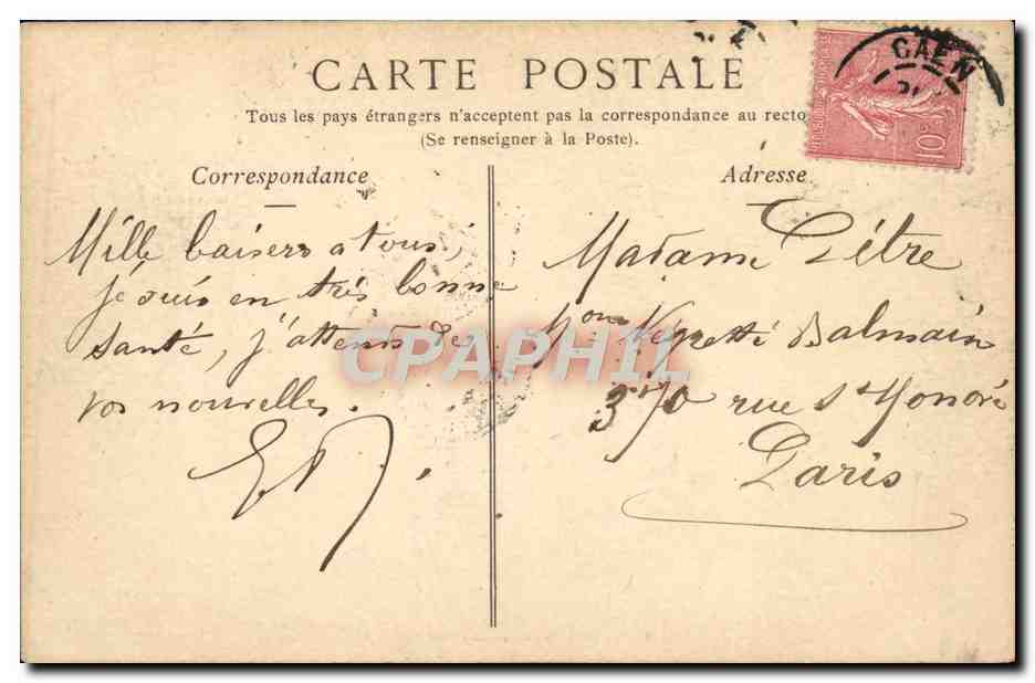 CPA Caen Porte Principale du Chateau Caserne Lefebvre Militaria  — Verso