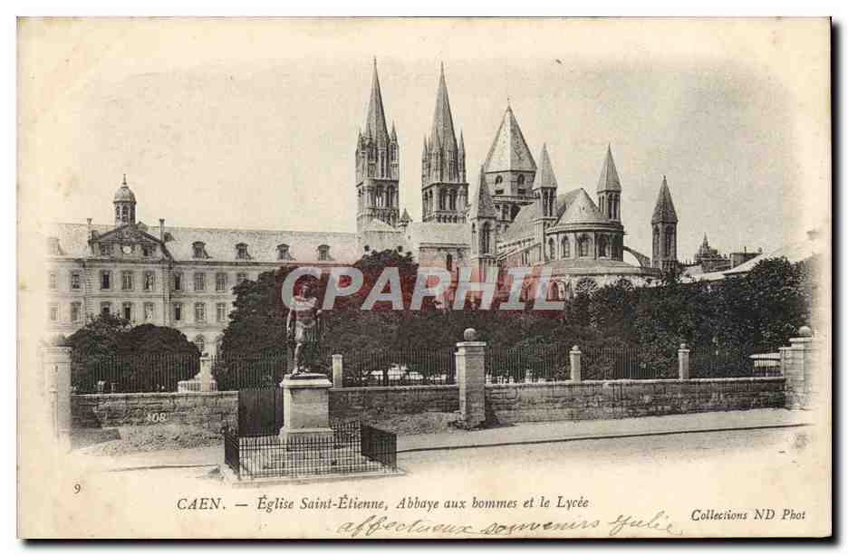 CPA Caen Eglise Saint Etienne abbaye aux hommes et le lycee