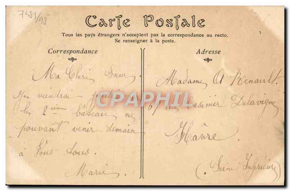 CPA Caen Eglise Saint Sauveur La nef principale dite de Sainte Eustache  — Verso