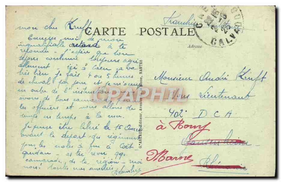 CPA Caen Hotel de la Monnaie Ancien Hotel de Mondrainville  — Verso