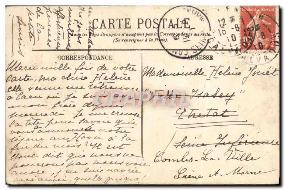 CPA Caen L'ancien Hotel de Valois  — Verso