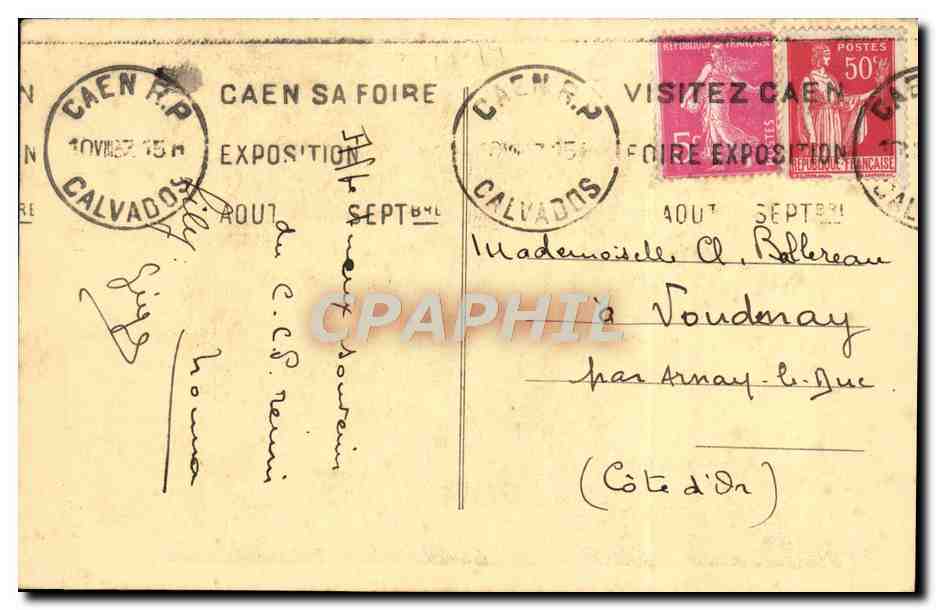 CPA Caen L'Ancien Hotel de Valois  — Verso