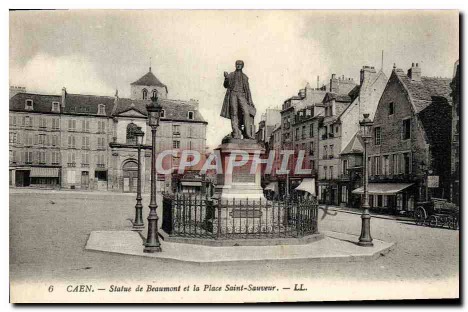 CPA Caen Statue de Beaumont et la Place Saint Sauveur 