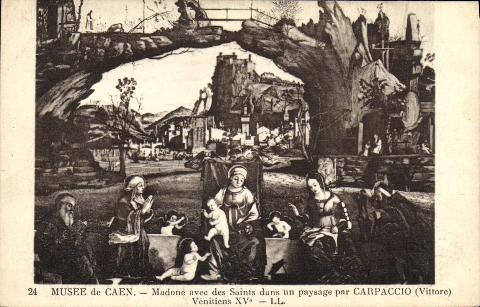 CPA Caen Madone avec des Saints un paysage par Carpaccio Venitiens XV e Musee