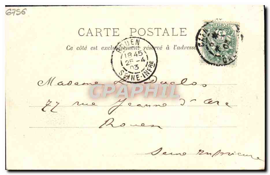 CPA Caen Palais de Justice  — Verso