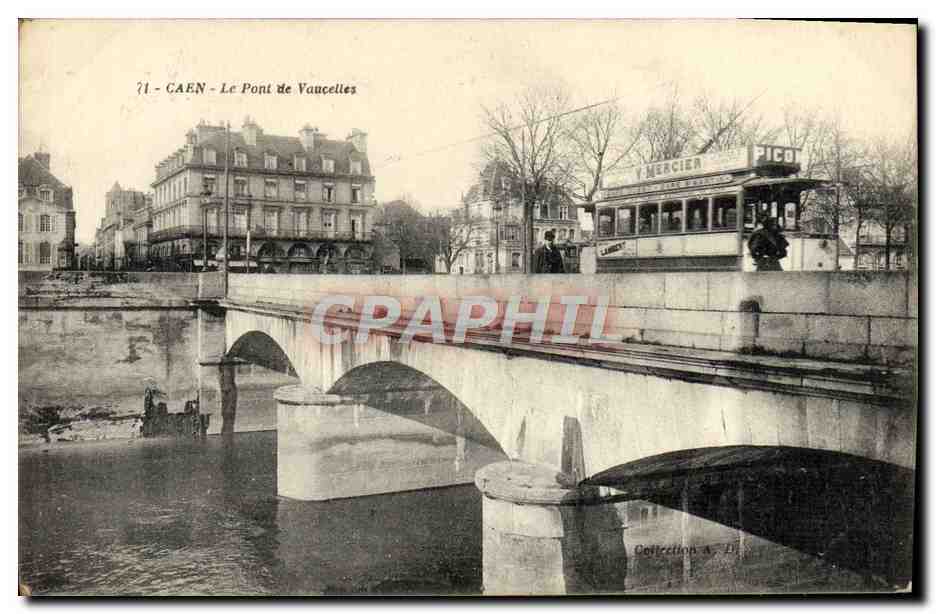 Caen - Le Pont de Vaucelles — tramway Y. Mercier et Picot — éditeur inconnu, n° 71