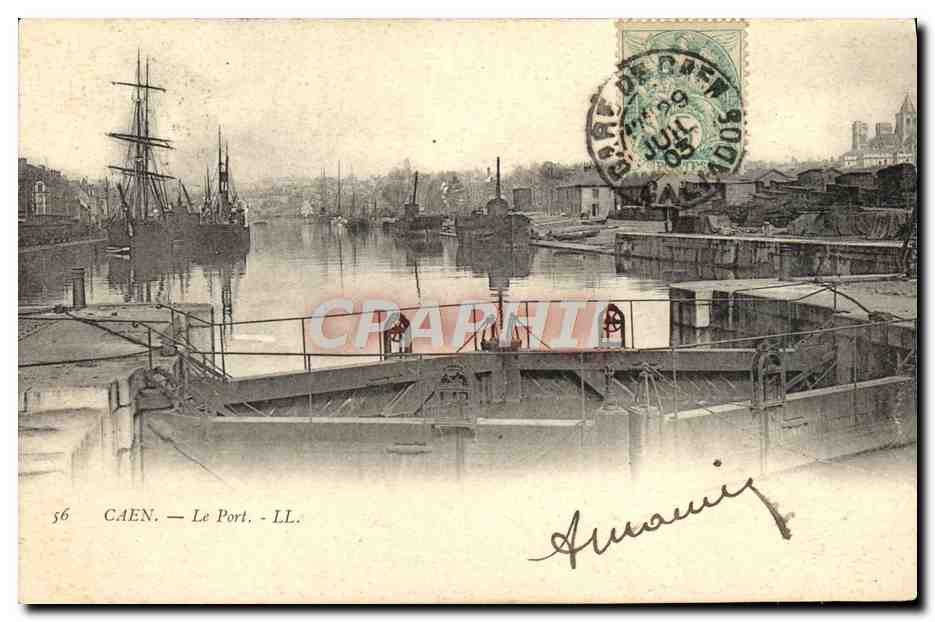 CPA Caen Le Port Bateaux Ecluses
