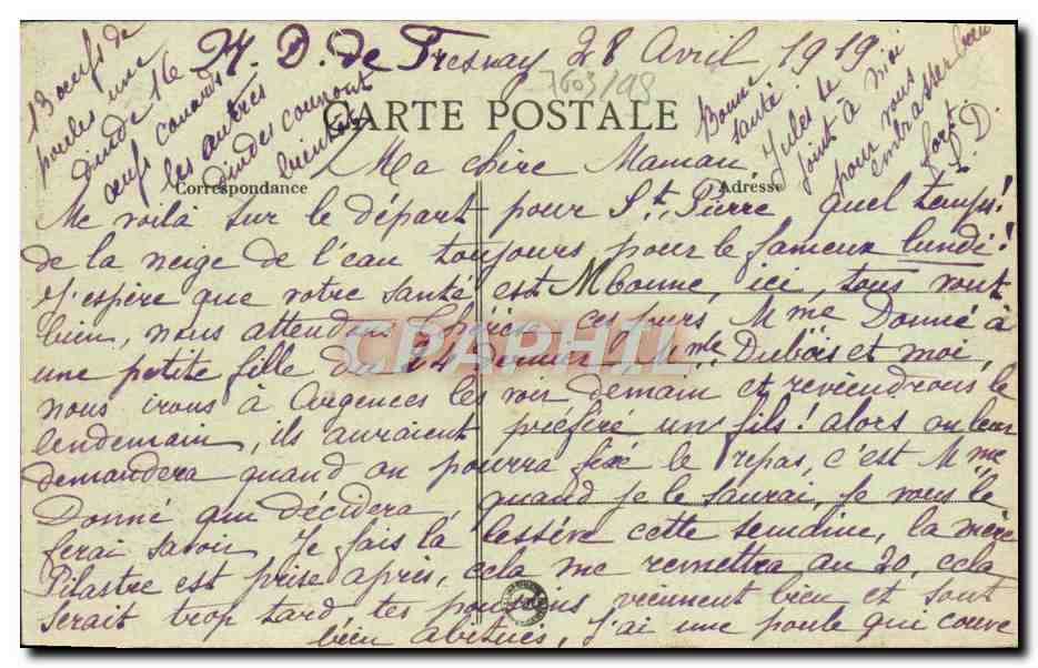 CPA Caen Rue Saint Jean — Verso