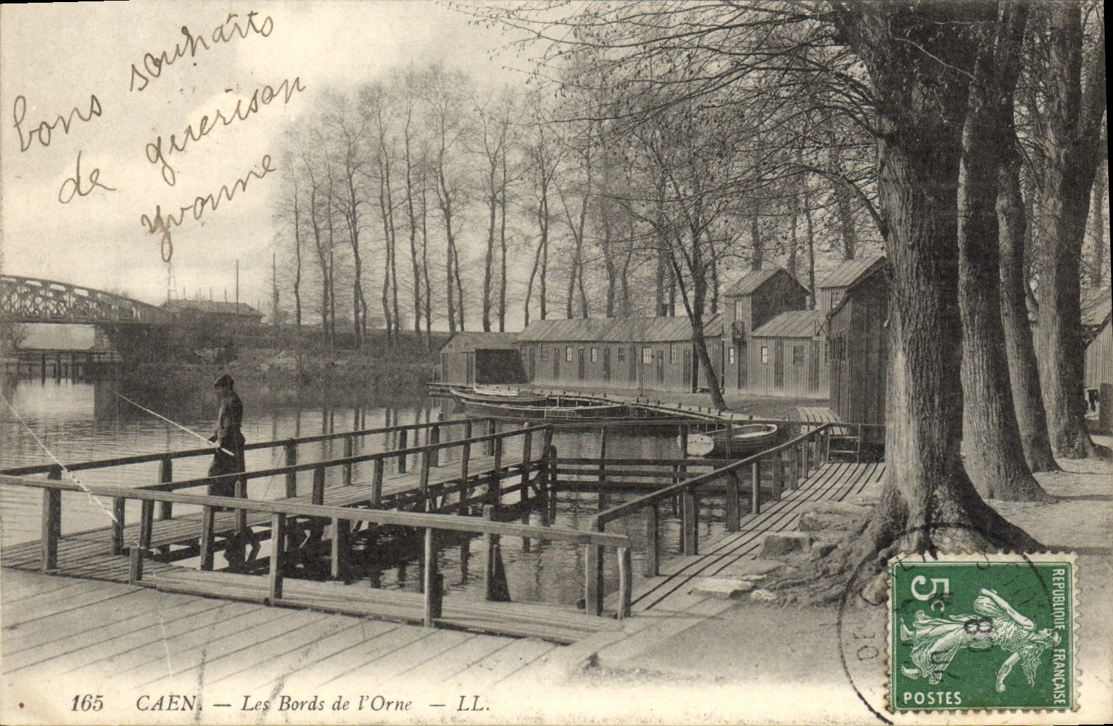 CPA Caen Les Bords de l'Orne Peche Pecheur 