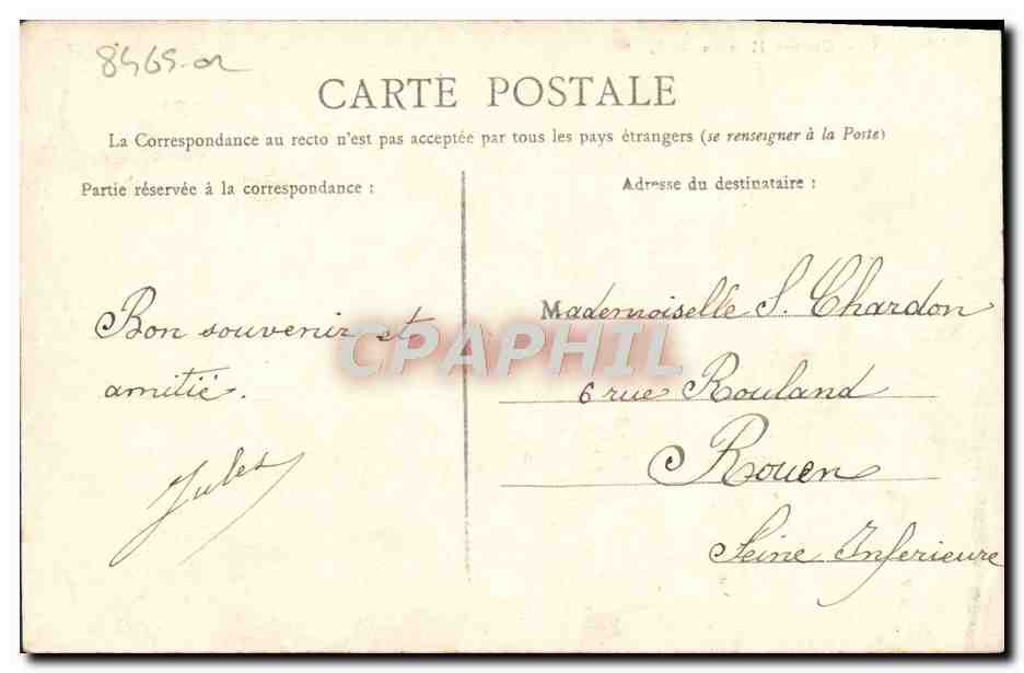 CPA Caen Caserne Hamelin Militaria  — Verso