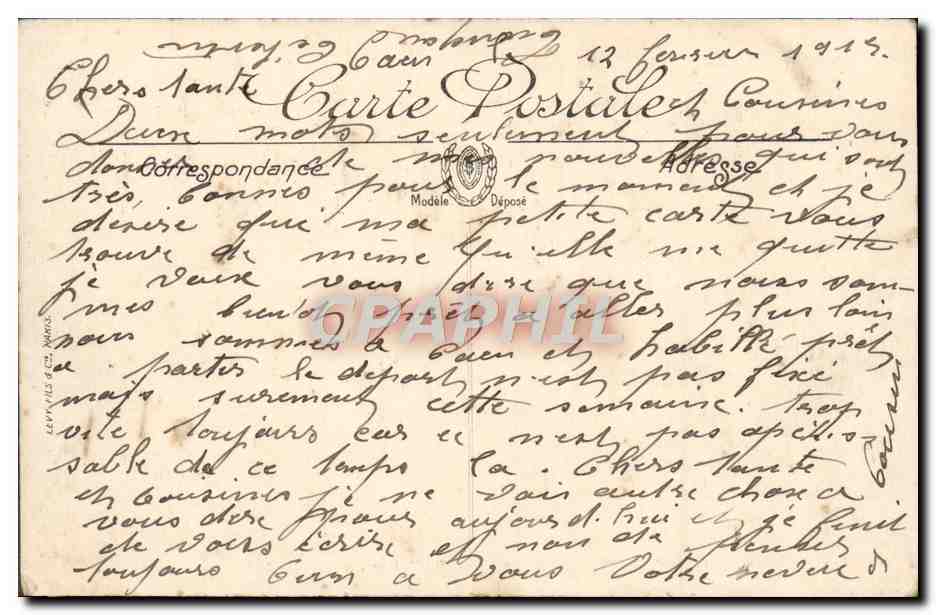 CPA Caen Vue sur l'Orne et la Caserne Hamelin Militaria — Verso