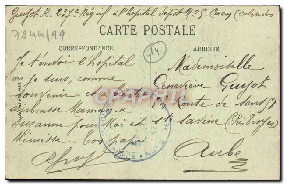 CPA Caen Le Lycee et l'Eglise Saint Sauveur  — Verso