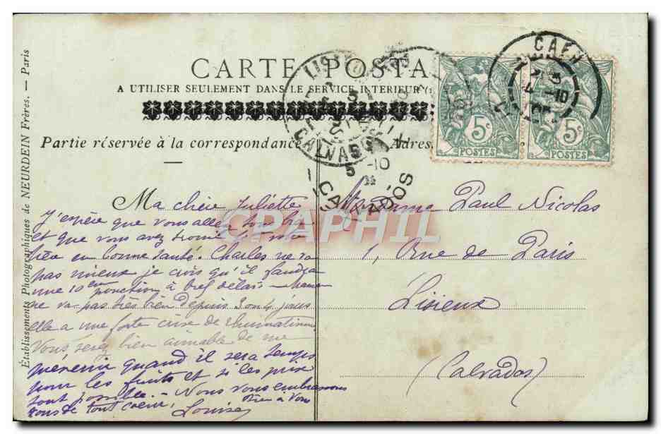 CPA Caen La Nef de l'Eglise de la Sainte Trinite Abbaye aux Dames — Verso