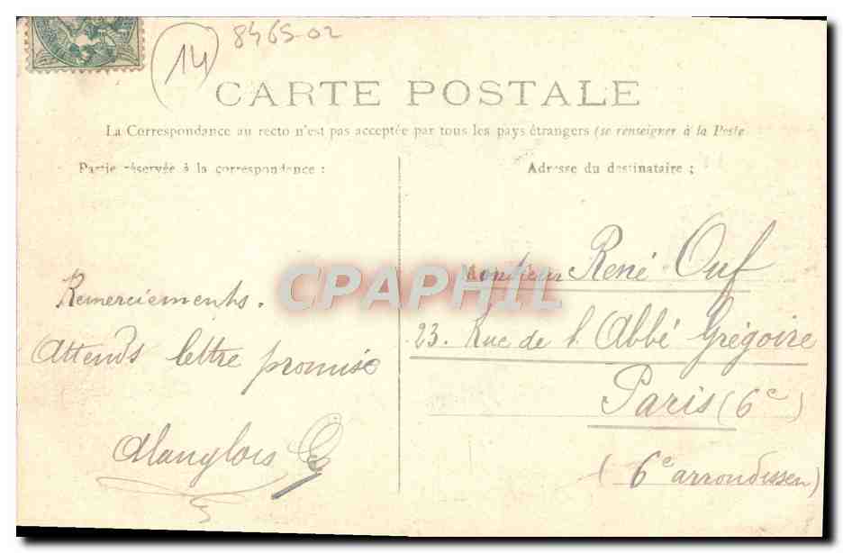 CPA Caen Interieur de L'Eglise Notre Dame  — Verso