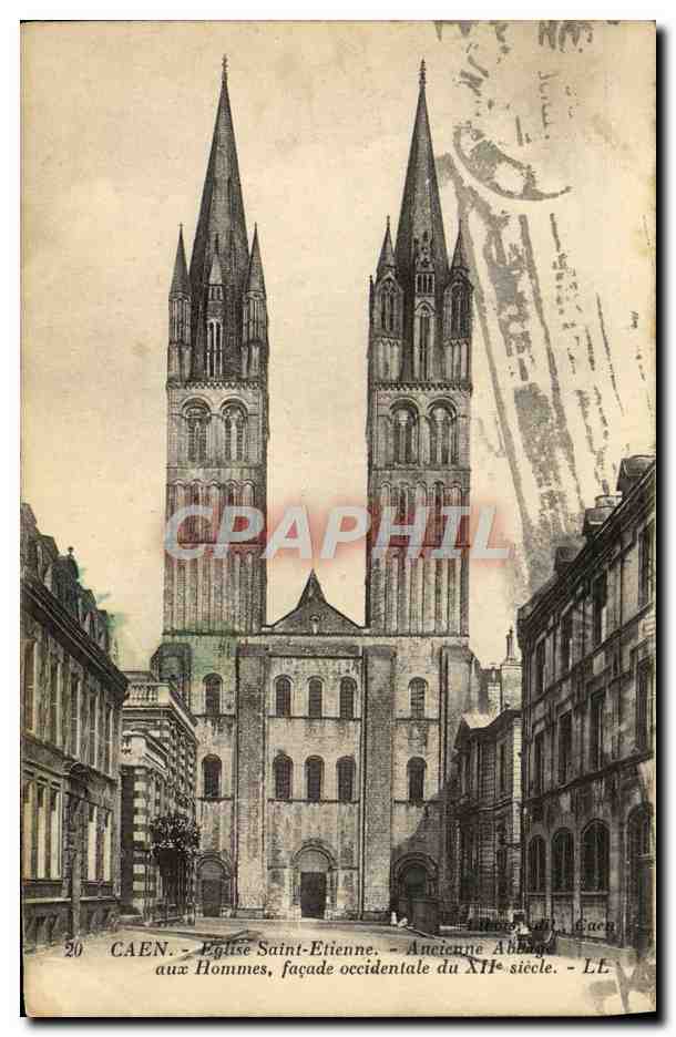 CPA Caen Eglise Saint Etienne Ancienne abbaye aux hommes facade occidentale 