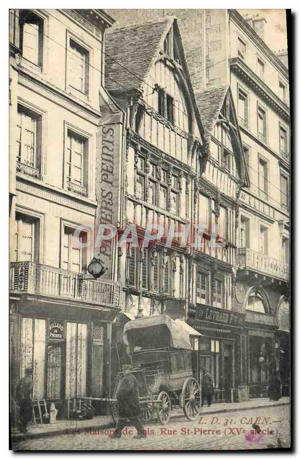 CPA Caen Vieilles Maisons de bois Rue Sainte Pierre Levrard