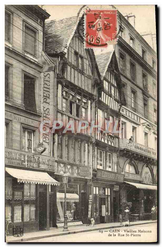 CPA Caen Vieilles Maisons de la rue St Pierre Levrard