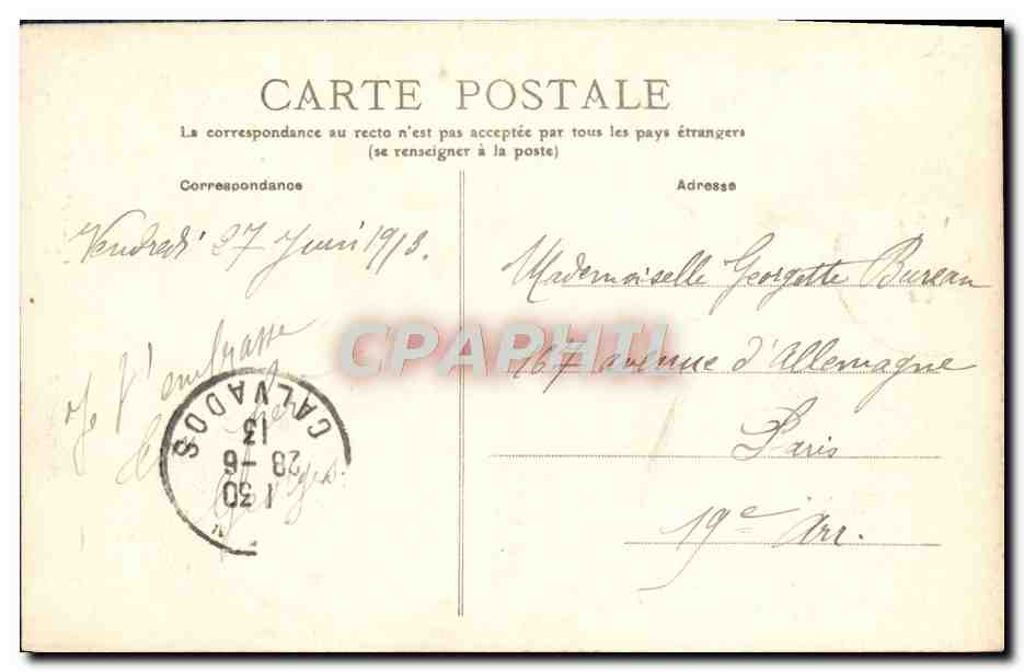 CPA Caen Vieilles Maisons de la rue St Pierre Levrard — Verso