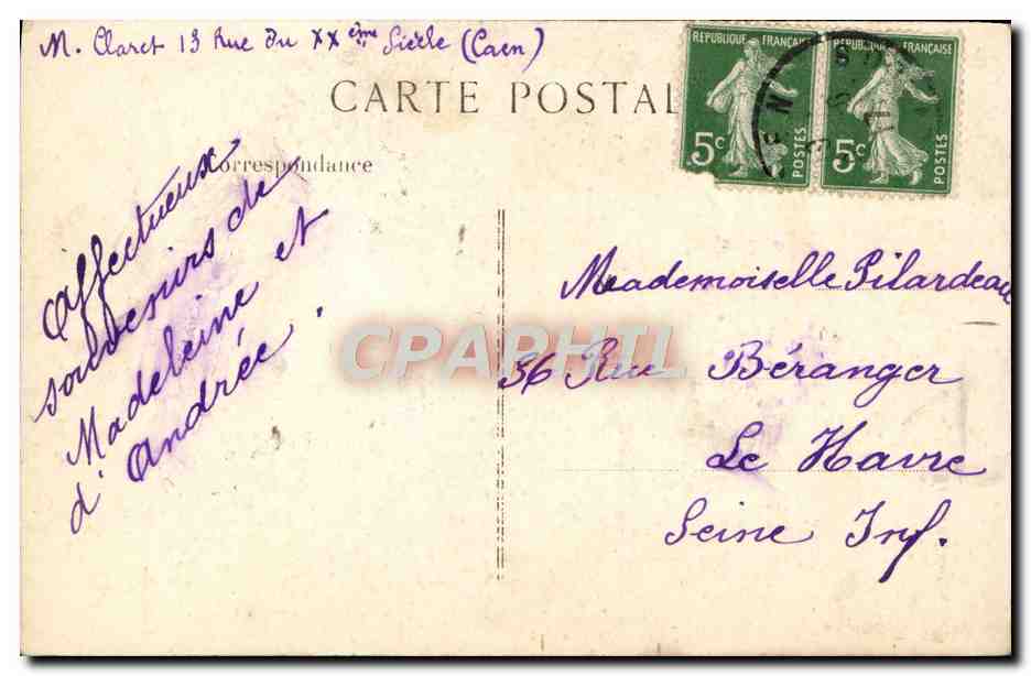 CPA Caen Maisons anciennes rue St Pierre Levrard — Verso