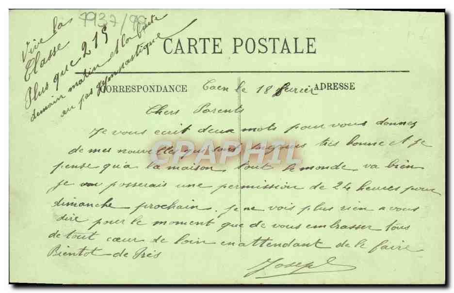 CPA Caen Vue pris de l'Abbaye aux Dames  — Rückseite