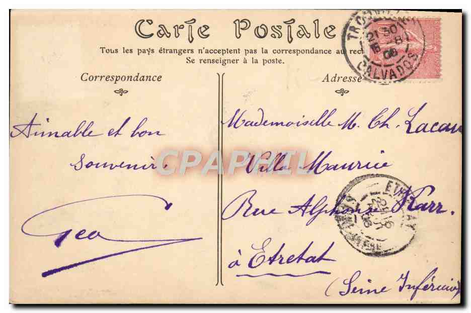 CPA Trouville sur Mer La Plage a l'heure des Bains  — Rückseite
