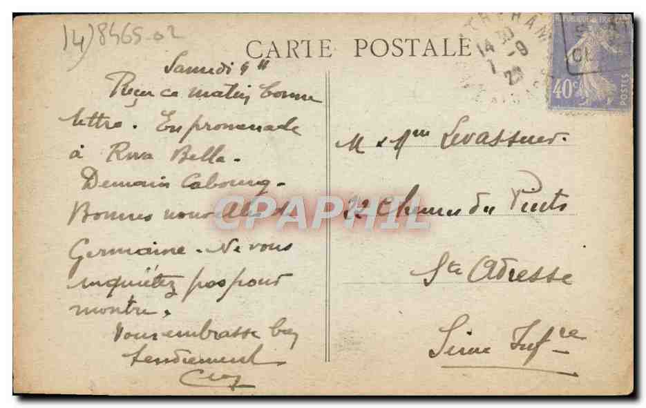 CPA Caen hotel de la bourse ancien hotel d'ecoville — Verso